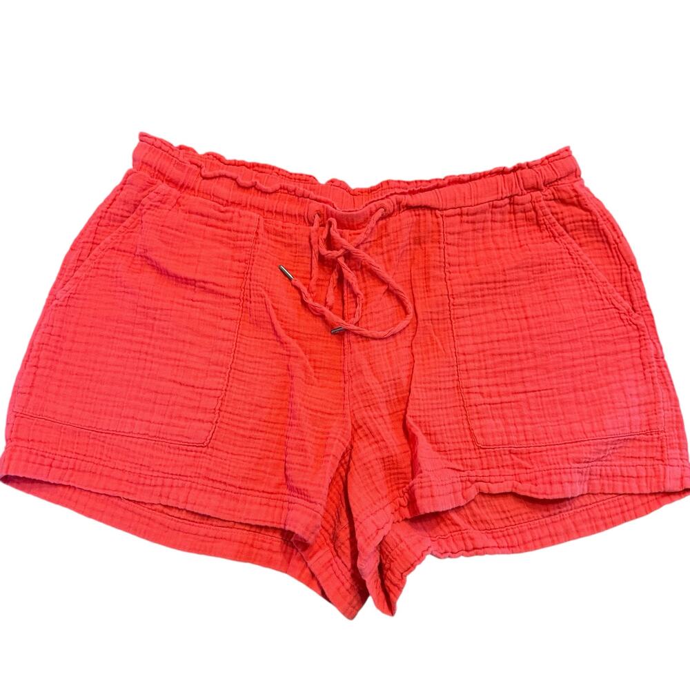 Gap Women’s red cotton crinkle drawstring shorts, Size extra large